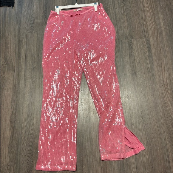 Kimchi Blue Pants - Anthropologie Kimchi Blue Pink Sequin Cropped Flare Pants size 8